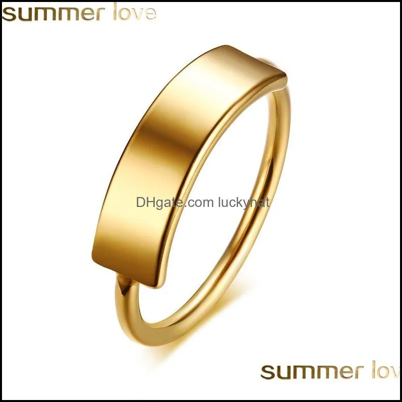 stainless steel bar name rings fashion jewelry can engraved letters rings by buyer wedding jewelry gifts gold women ring