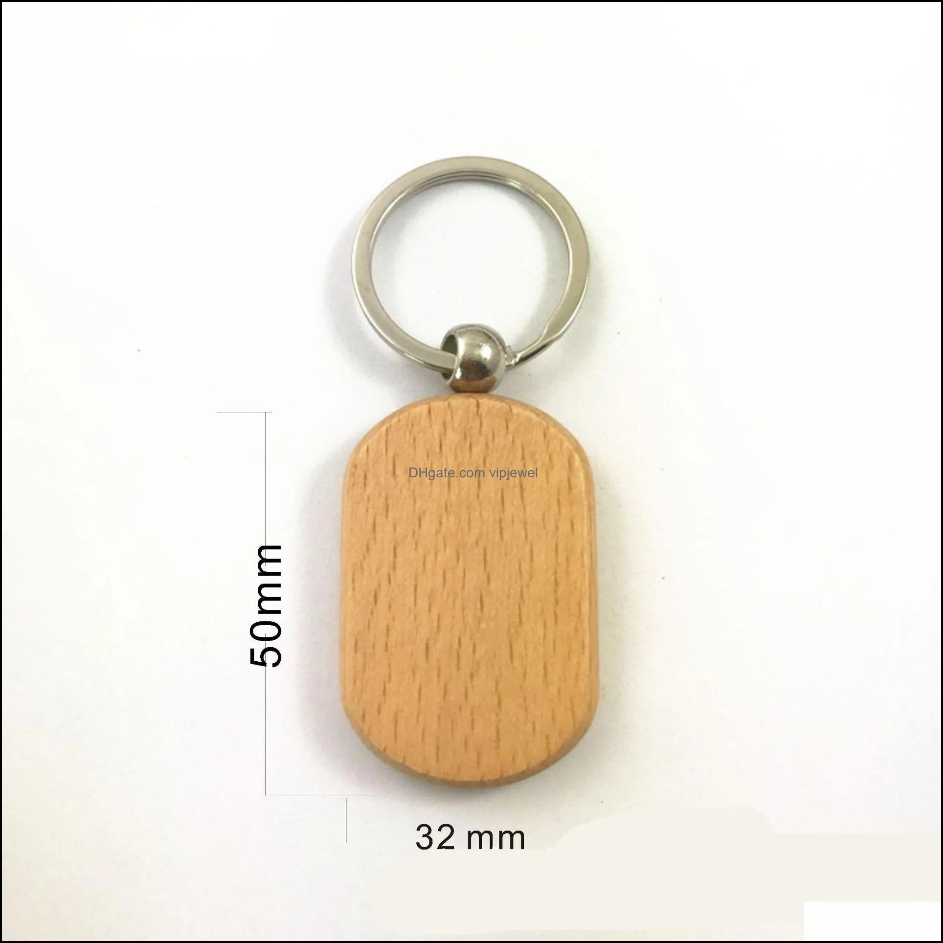 simple style wood keychains car keyrings round square heart rectangle shape key pendant diy wooden keychain handmade gift d274l