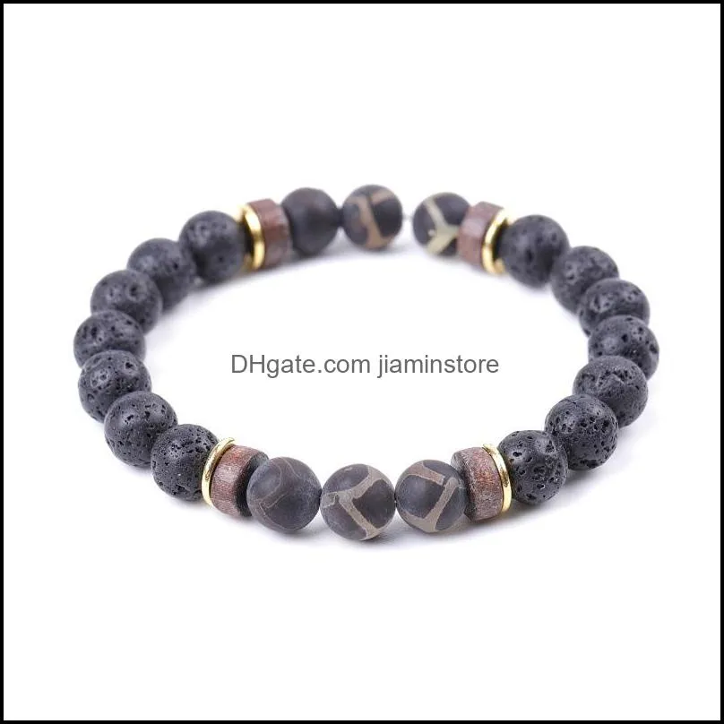 energy buddha vintage dzi stone bracelet handmade 8mm lava beads bracelets summer men women jewelry gift c3