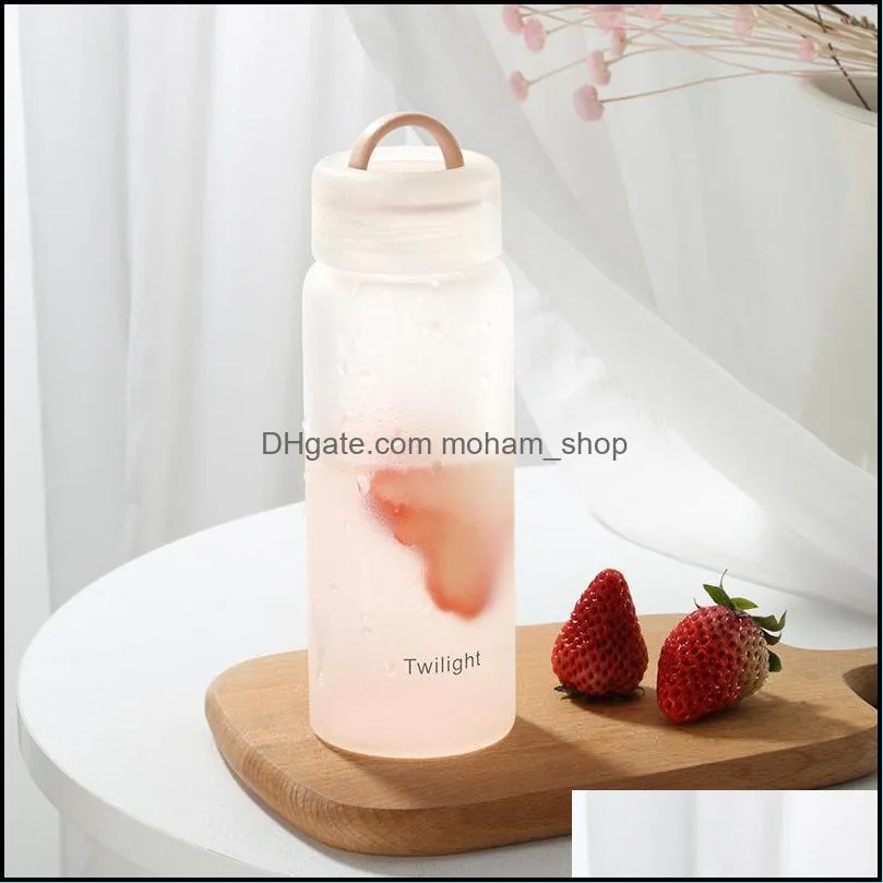 water bottles frosted matte clear glass bottle 420ml portable cute bpa waterbottle milk juice cup home office equipment gifts