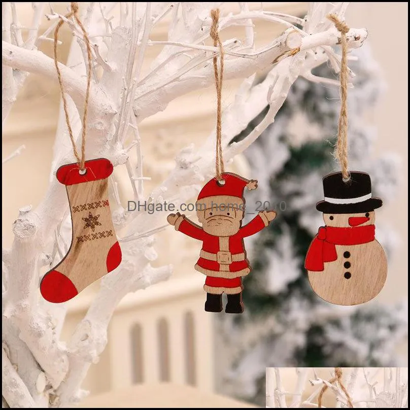 4 style creative wooden laser hollowed out christmas pendant xmas tree pentant santa claus decorations wll382