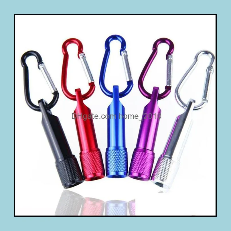 party favor mini led flashlight aluminum alloy torch flashlights with carabiner ring keyrings key chain gifts 5 color yhm44zwl