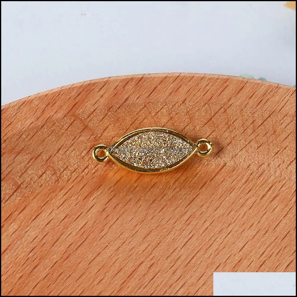 trendy small oval resin druzy stone pendant for bracelet necklace gold corolful simple diy charm jewelry accessories for women 