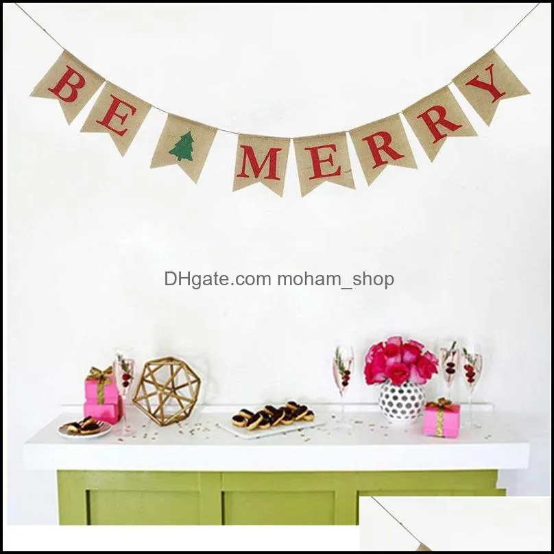 be merry burlap banner christmas burlap banner christmas tree garland holiday bunting home garden indoor outdoor christmas decorations