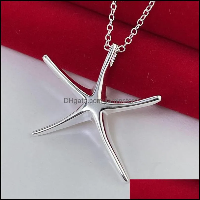  arrival fashion jewelry 925 sterling silver necklaces charms pendant big starfish pendant 20pcs/lot c3