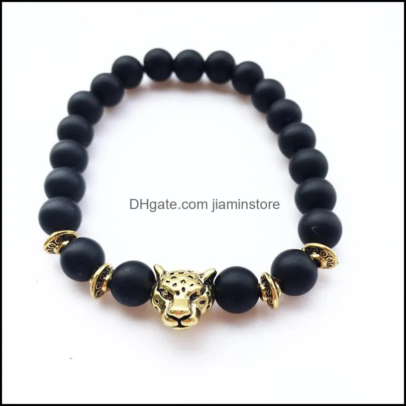 mens bracelets luxury jewelry women matt stone bead bracelet elephant leopard head  head owl turtle lava charm bracelets