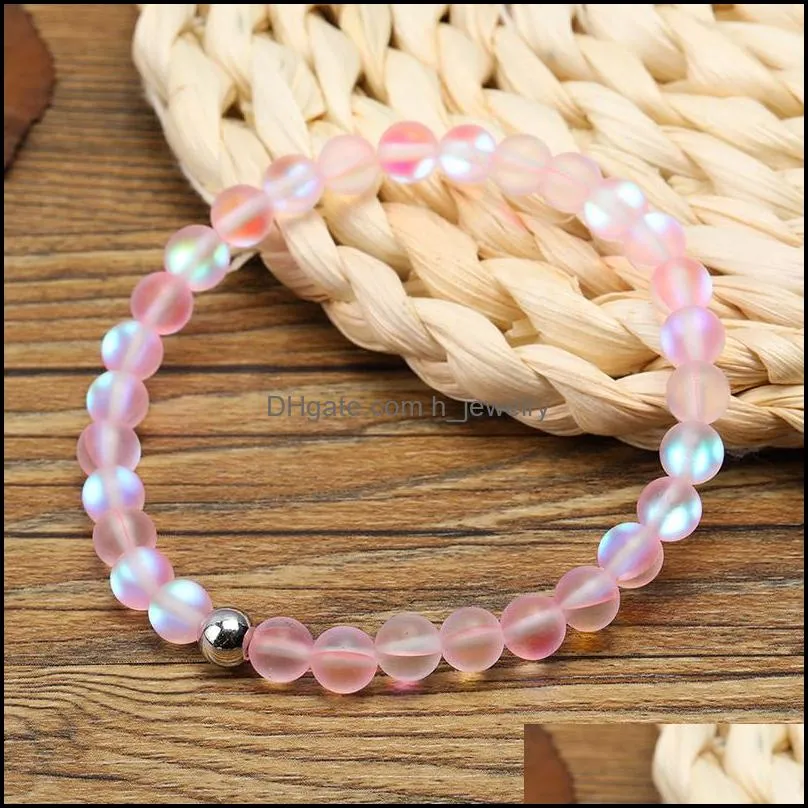 spectrolite beads bracelet handmade trendy jewelry grind arenaceous glass bead charm lucky bracelet for women girls gift wholesalez