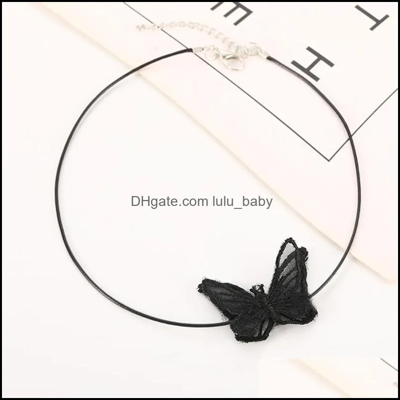 white / black lace butterfly necklace charm butterfly choker jewelry for women accessories wholesale 2019 summer love