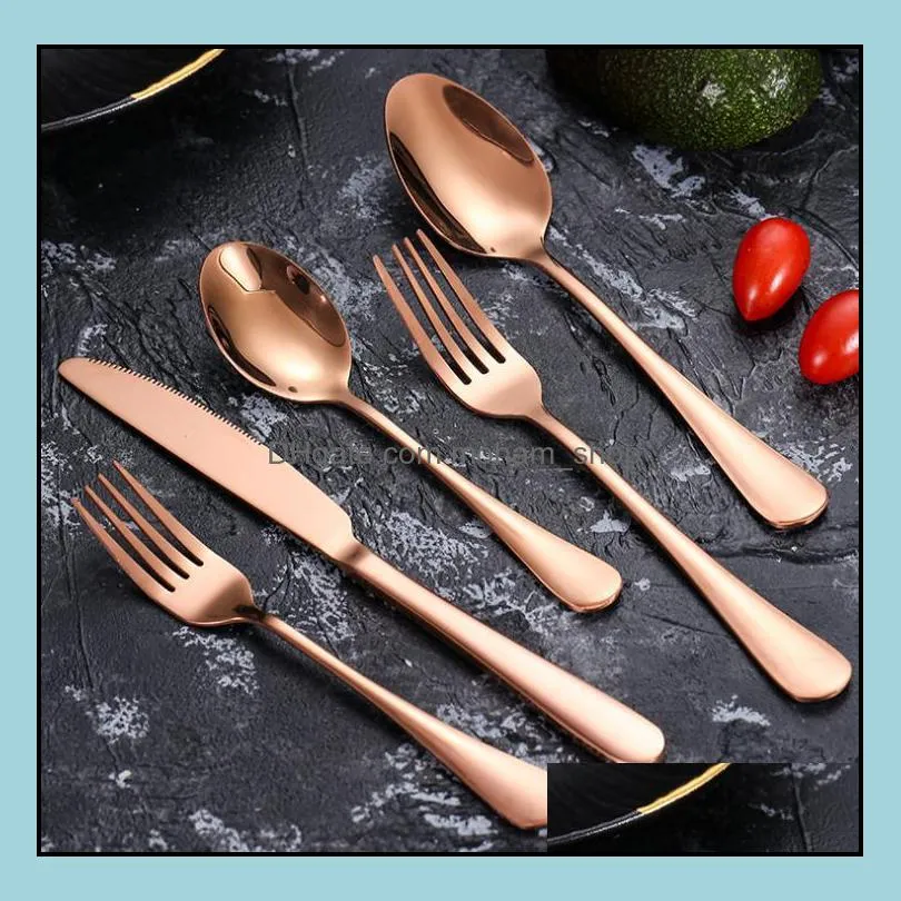 dinner set dinnerware 5 piece flatware sets stainless steel cutlery setwholesale knife dessert spoon fork sn4273