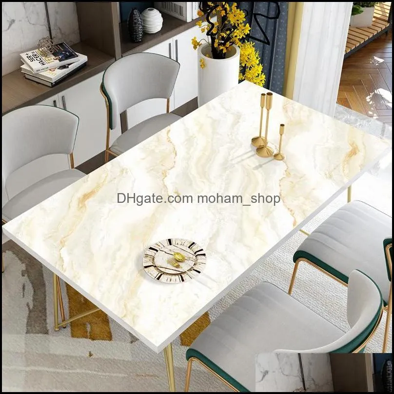 table cloth simple and pure white marbled waterproof oilproof household thickened nonslip pu leather mat