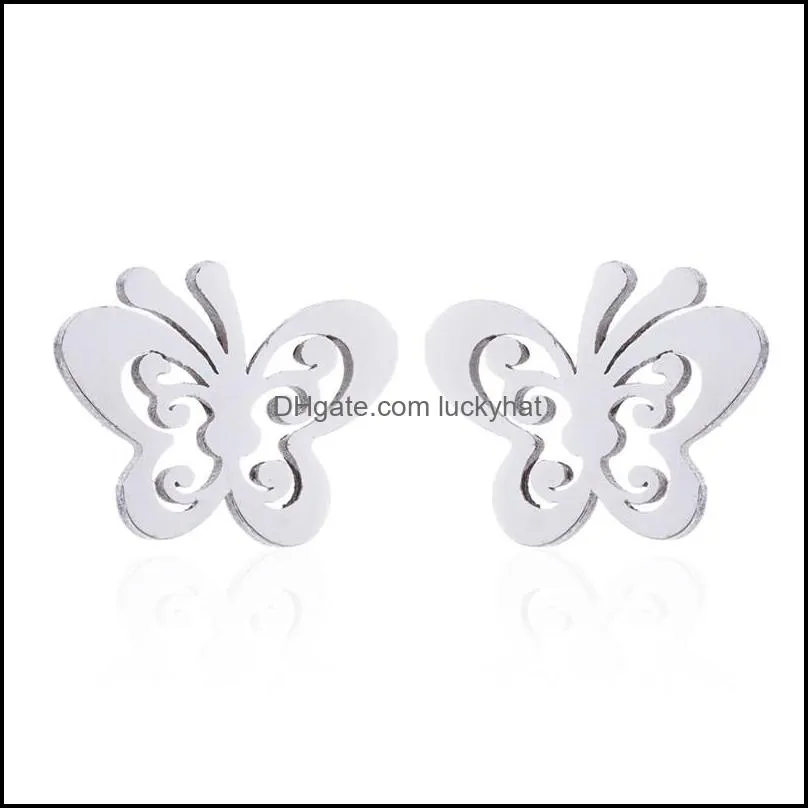 stainless steel butterfly necklace for women jewelry sets animal butterfly necklaces pendants cute earrings kids gifts jewelry