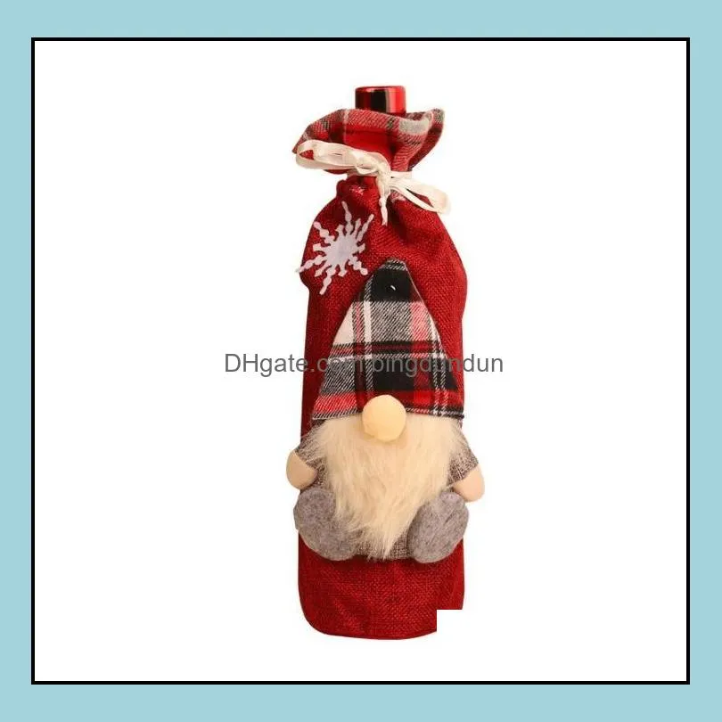 christmas gnome wine bottle covers bag holiday santa claus champagne bottles cover red merry table decorations for home paf11446