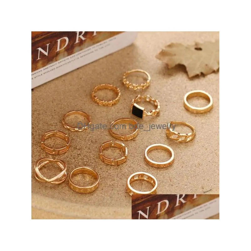 fashion jewelry ring set vintage geometric stars midi rings sets 13pcs/set