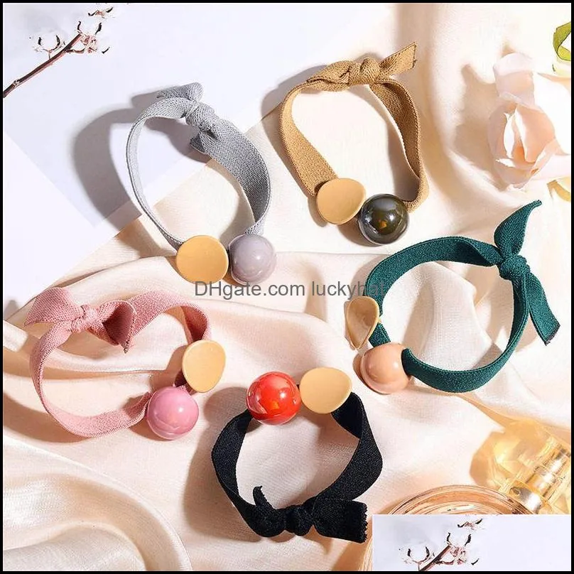  ins style rubber band pearl charm colorful simple hair rope rubber hair band for women korean knot hair band for girl