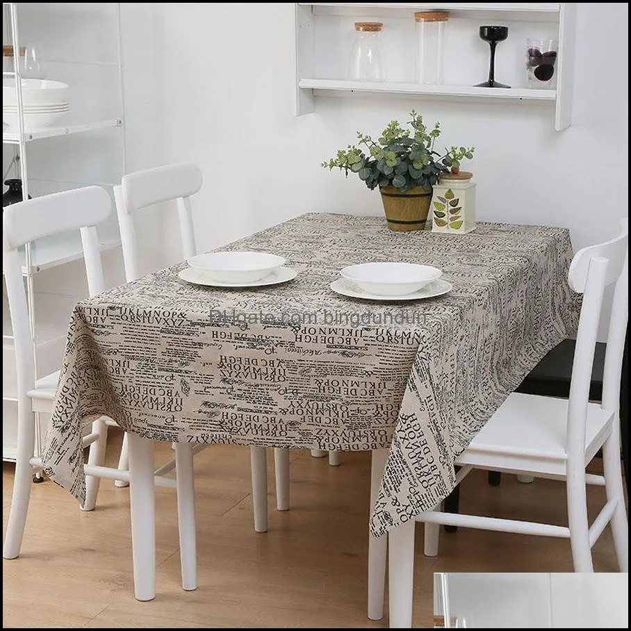 household waterproof linen rectangle tablecloth plaid print multifunctional table cover home kitchen decoration tablecloth dh1400 t03