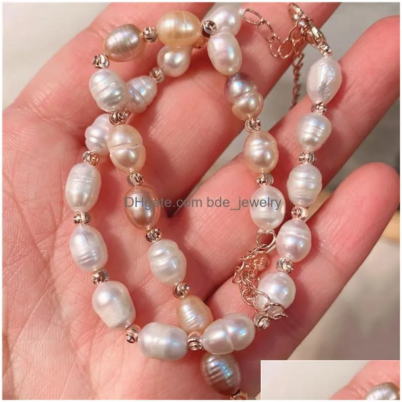 fashion jewelry strands bracelet vintage baroque gentle natural pearls beaded bracelets