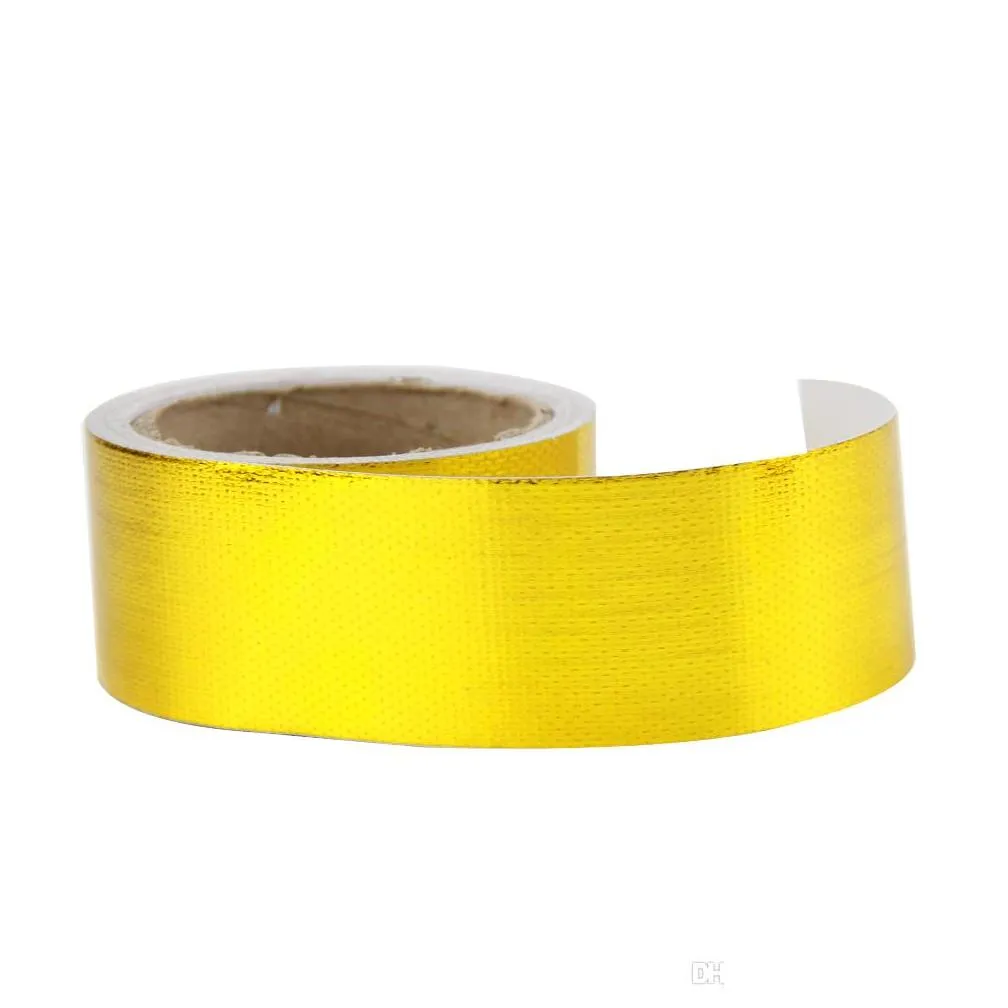  racing 2x5 meter aluminum reinforced tape adhesive backed heat shield resistant wrap intake gold silver 1613