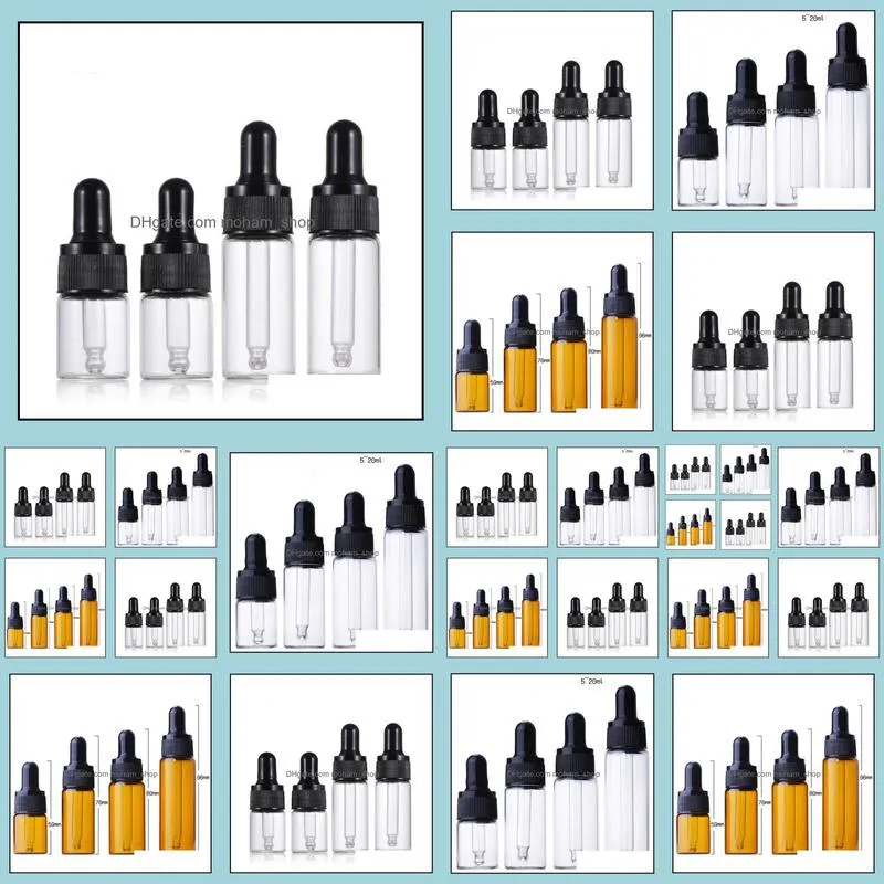 amber clear glass dropper bottle 5ml 10ml 15ml 20ml transparent pipette dropper vial sn4327