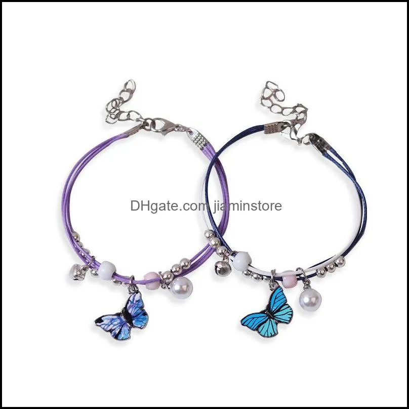 charm bracelets cute butterfly pendant bracelet metal drip glaze charms gift bangles for women girl children 3365 q2