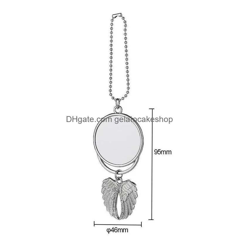 sublimation big wings necklaces pendants decorations blanks car pendant angel wing rearview mirror hanging charm ornaments