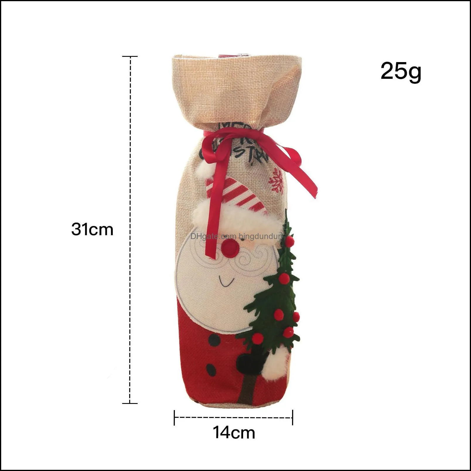 christmas wine bottle cover gift bags santa snowman pattern home dinner decoration party table ornaments pae10975