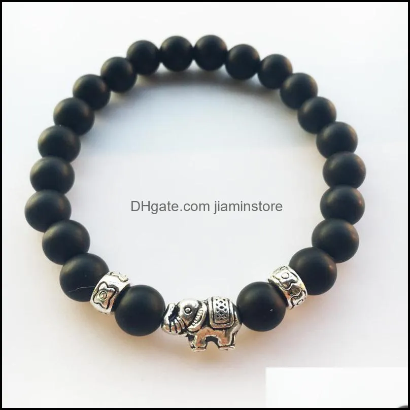 mens bracelets luxury jewelry women matt stone bead bracelet elephant leopard head  head owl turtle lava charm bracelets