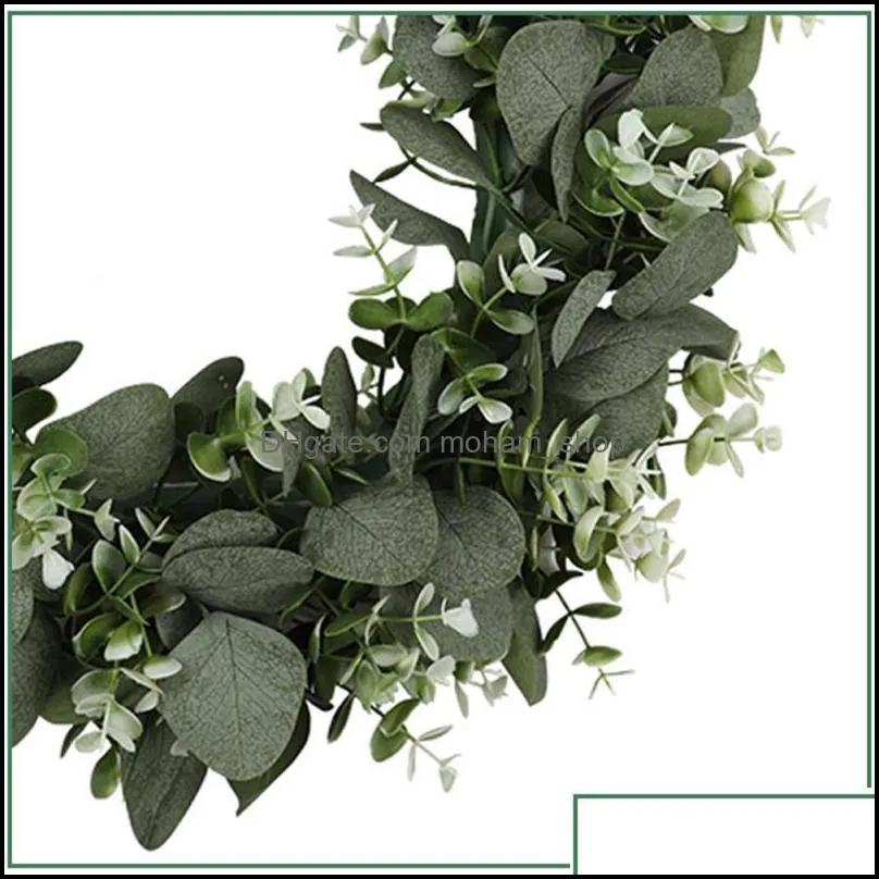 decorative flowers wreaths simulation eucalyptus wreath green leaf garland door trim easter wedding american decoration for window grass