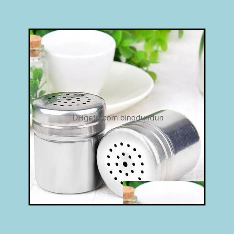 stainless steel condiment shakers kitchen container bbq seasoning bottle pepper powder tool spice powder sprinkling pot dh0080