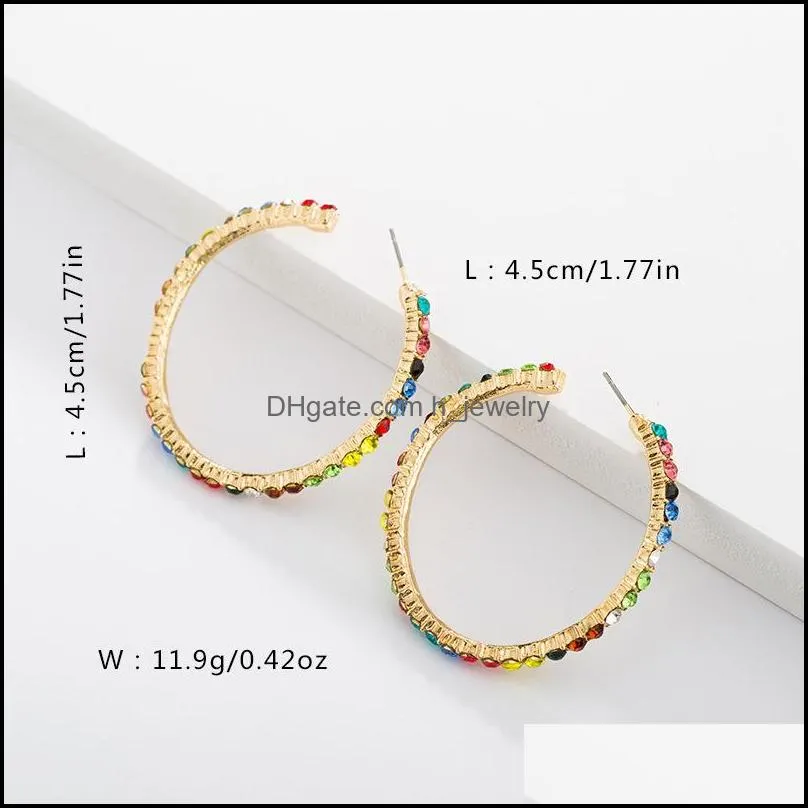 high quality shining crystal earring for women engagement round drop earrings gold big circle hoop ear fashion wedding jewelry gift y