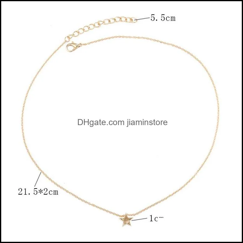 dainty star charm pendant choker necklace selling jewelry thin chain necklaces c3