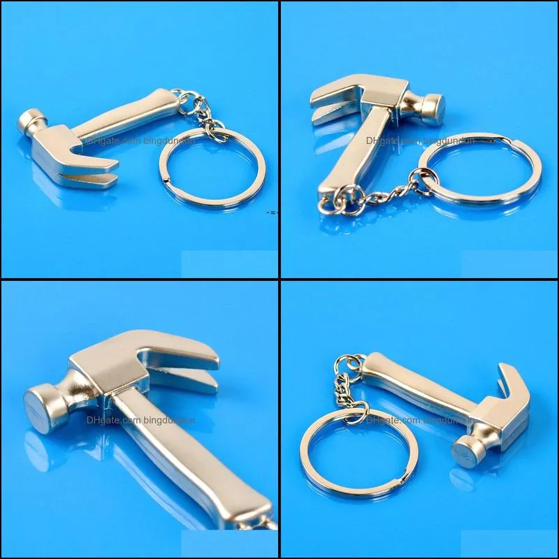 100pcs mini metal keychain personality claw hammer pendant model claw hammer key chain ring party gift favor favors zza11939