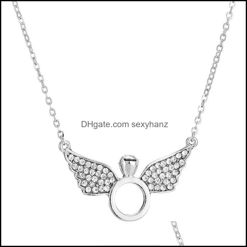 angel wings necklaces with ring crystal pendant necklace for women statement jewelry