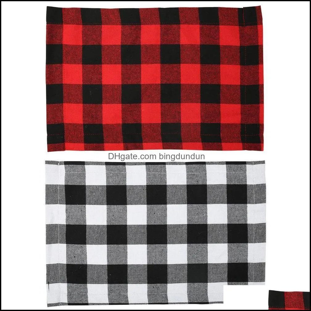 plaid placemat christmas decoration red black plaid table cutlery 44x29cm plate place mat tablecloth xmas home party decoration