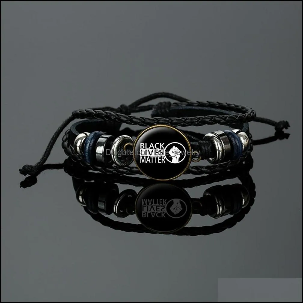 2020 punk bracelet for men black lives matter i cant breathe bracelet adjustable trendy multilayer leather bracelet jewelry