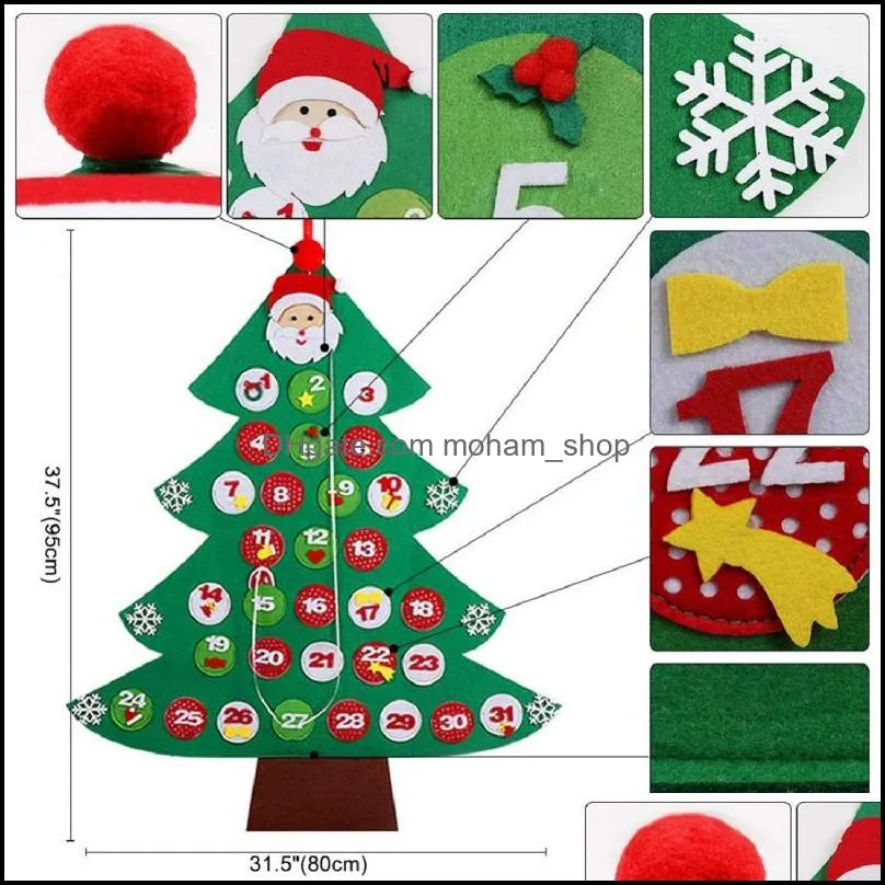 3d diy toddler friendly felt christmas tree fabric christmas tree calendar wall hanging calendars kids xmas gift for christmas