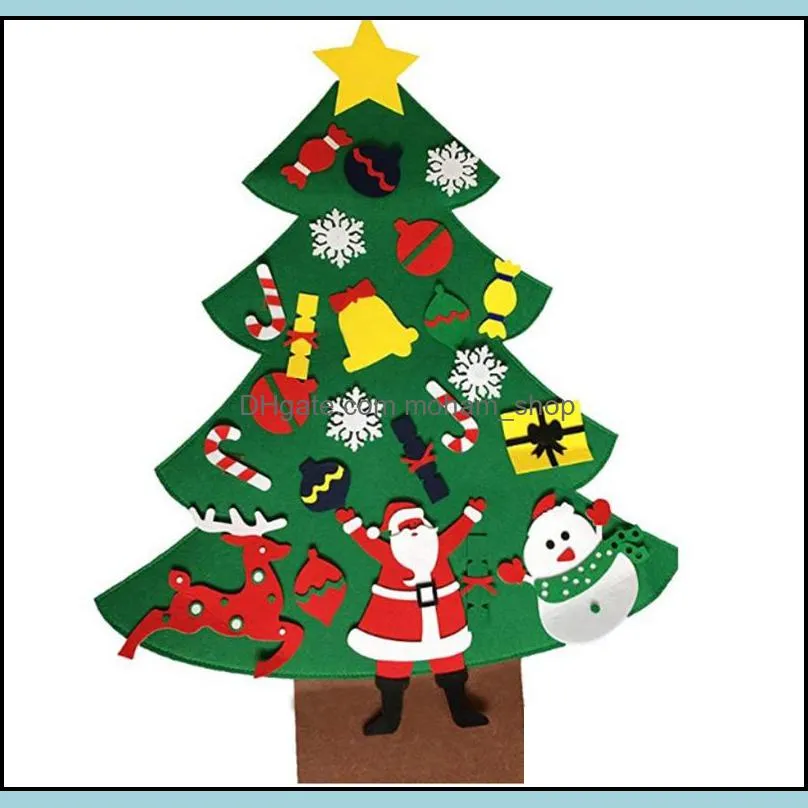 felt christmas tree diy christmas tree ornaments wall decor with hanging rope for kids xmas gifts home door decoration