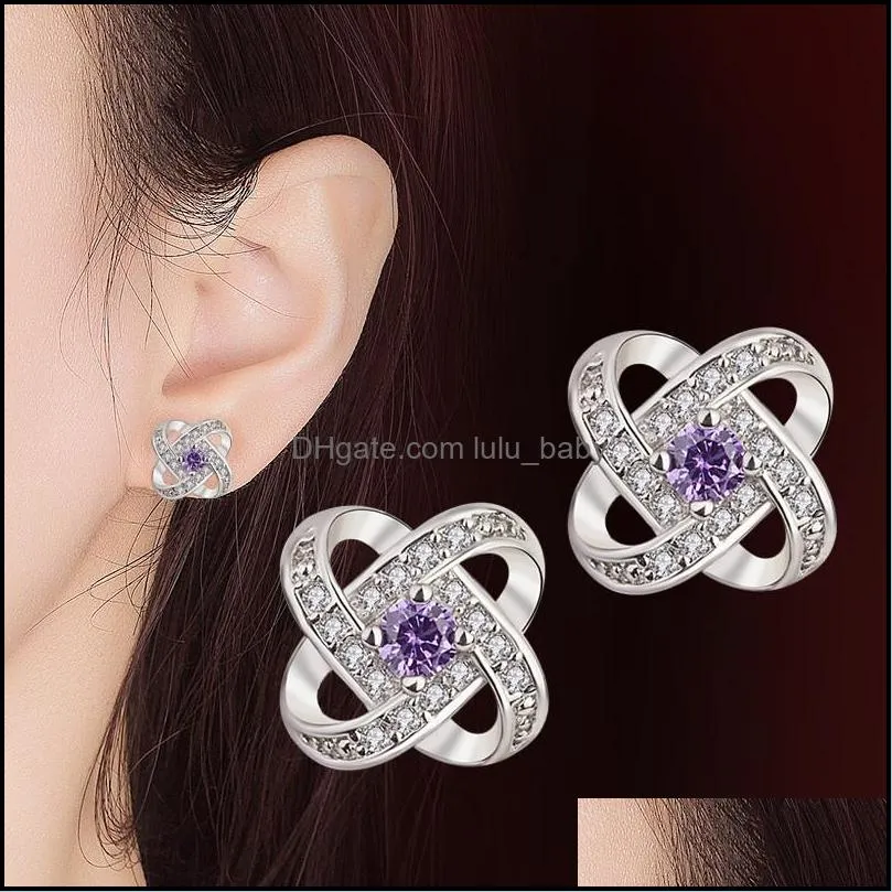 fashio cz zircon stud earrings for women love eternal heart super flash crystal jewelry design party drop 