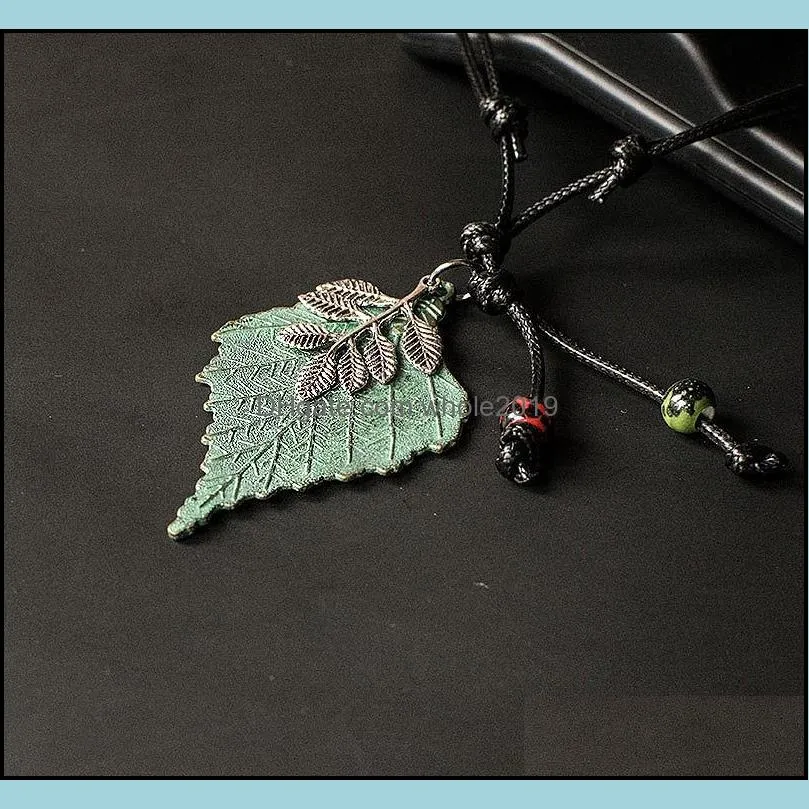 pretty necklaces pendants wholesale chokeres collares mujer sweater kolye bijoux femme green leaf necklace