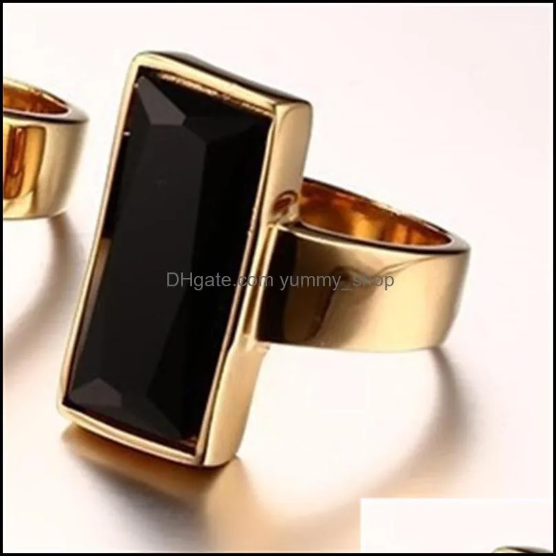 womens rings stainless steel goldcolor rectangular black glass crystal ring for women fashion jewelry friend gift1 462 q2