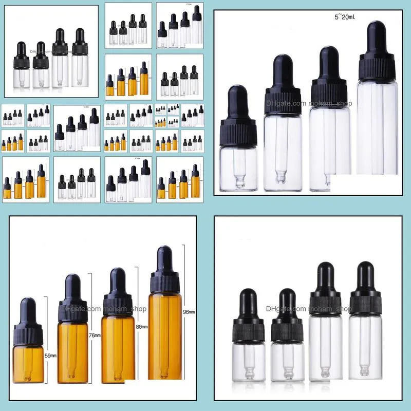 amber clear glass dropper bottle 5ml 10ml 15ml 20ml transparent pipette dropper vial sn4327