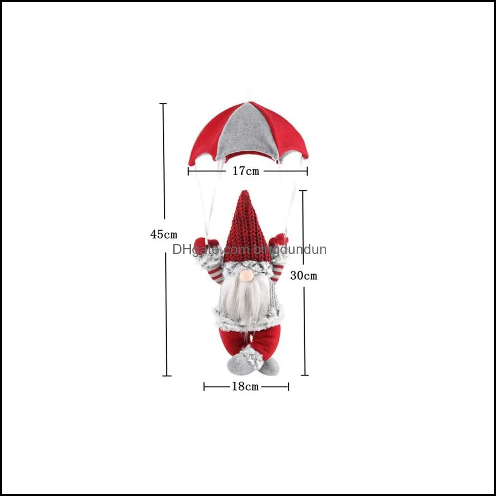 christmas decorations plush faceless gnome skydiving elderly parachutes christmas window hanging decoration gifts pab11824