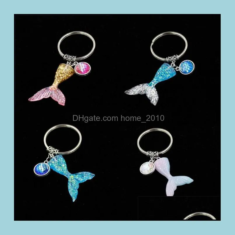 mermaid sequins keychain fashion modern keychain lanyard stainless stee keychain accessories gifts for the party 4 colors yhm63