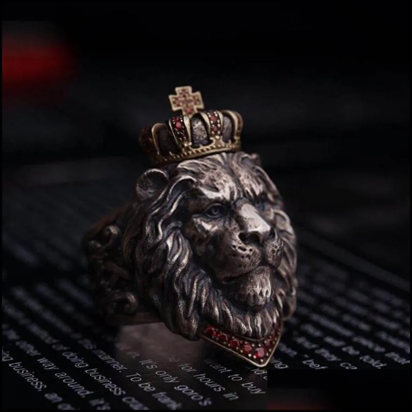 punk animal crown  ring for men male gothic jewelry 714 big size228t