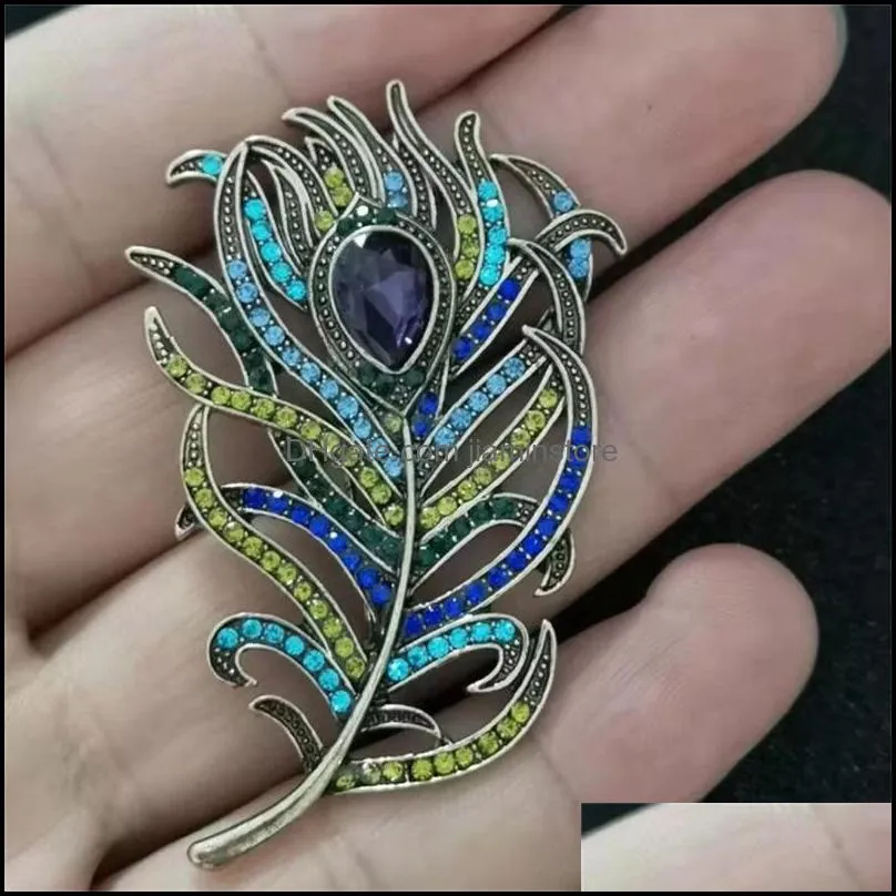 1pcs boho peacock feathers brooch boho enamel pins deep blue brooches wedding accessories for cloth decorations 166c3
