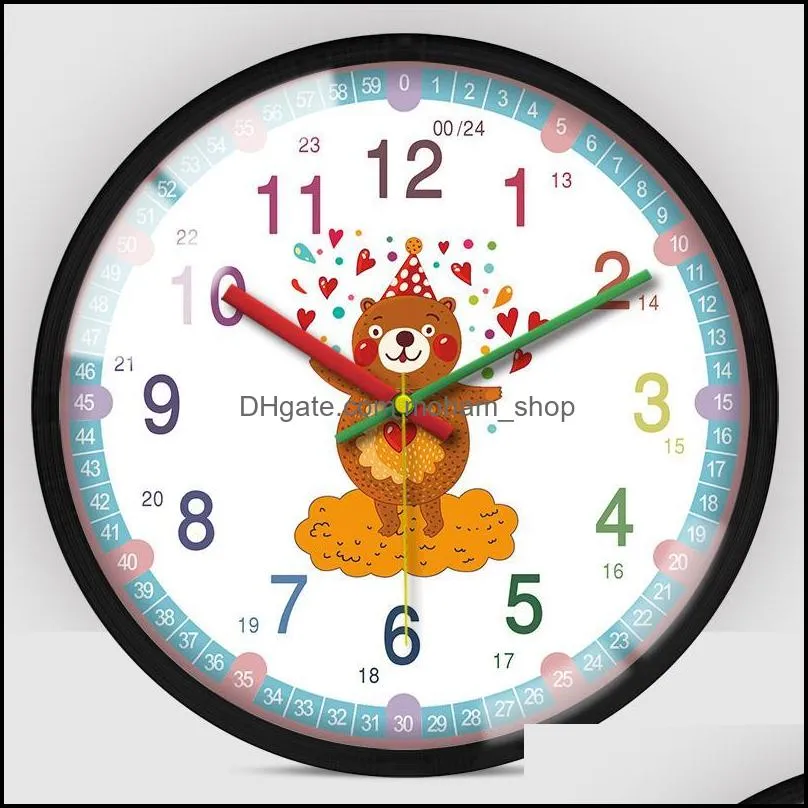 creative nordic design wall clock cartoon digital art learn silent horloge murale moderne home decoration clocks