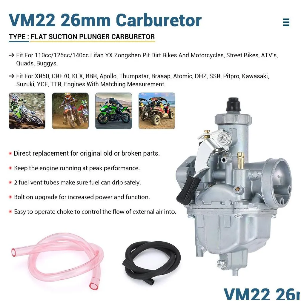  mikuni carburetor vm22 26mm 110cc 125cc pit dirt bike atv quad pz26 performance carburetor part cbr02