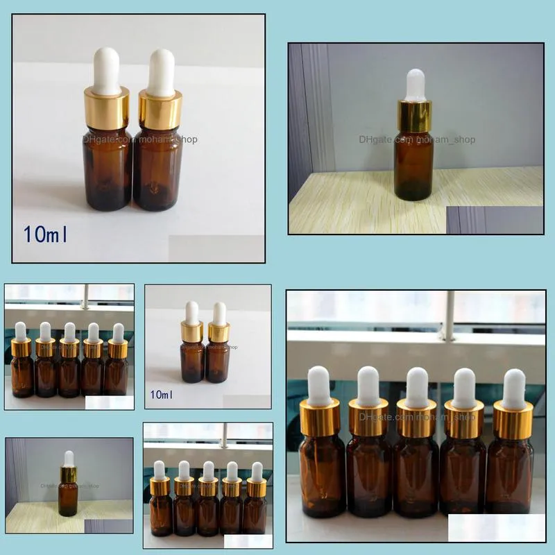  lot 768pcs 10ml amber glass dropper bottle tiny small vails for 10 ml  oils cosmetics packing sampe bottles sn2201