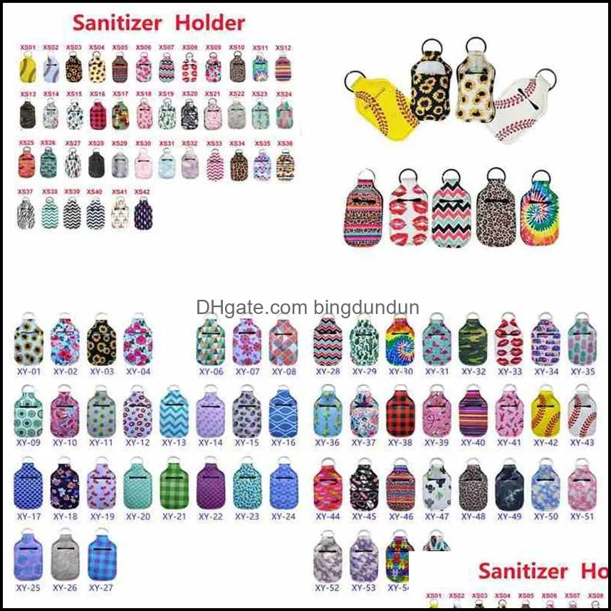 98 styles neoprene hand sanitizer bottle holder 30ml lipstick holders lip cover handbag keychain pouch chapstick holder party favor