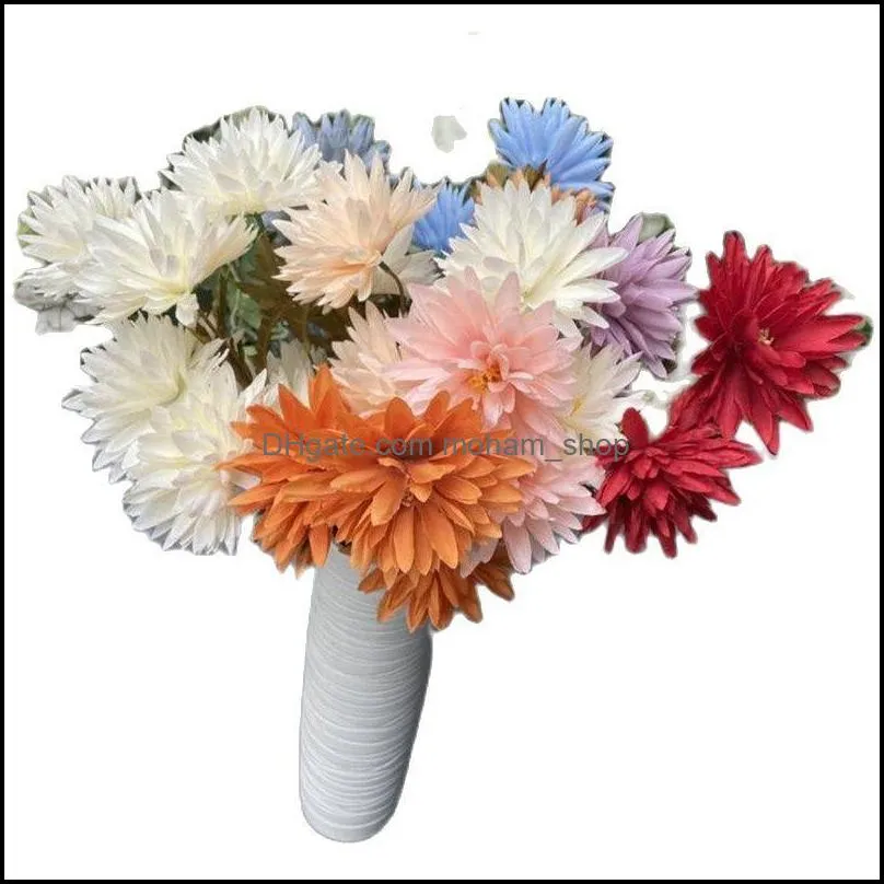 decorative flowers wreaths one fake dahlia 3 heads/pece 21 length simulation autumn chrysanthemum for wedding home artificial