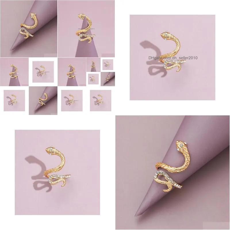 fashion jewelry punk style rhinstone snake ring men women knuckle rings